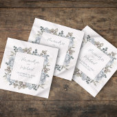 Serviette En Papier Mariage floral bleu personnalisé