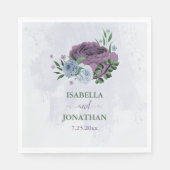 Serviette En Papier Mariage floral bleu pourpre (Devant)