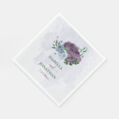 Serviette En Papier Mariage floral bleu pourpre (Coin)