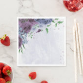 Serviette En Papier Mariage floral bleu pourpre (En situation)