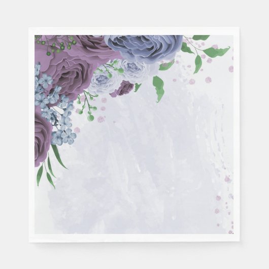 Serviette En Papier Mariage floral bleu pourpre (Devant)