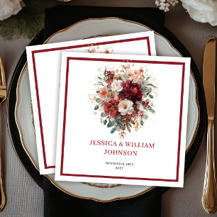 Serviette En Papier Mariage Floral Bohème d'Automne en Eucalyptus de B