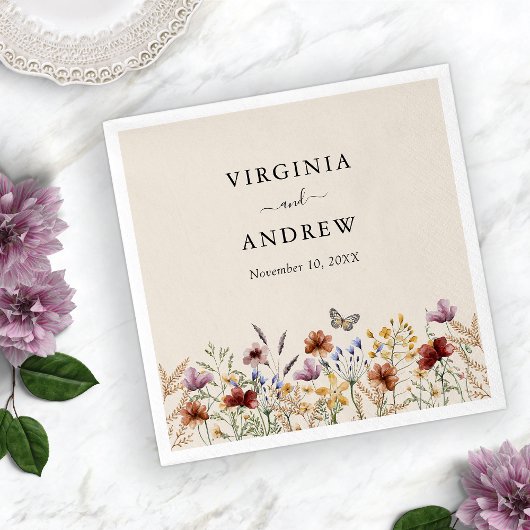 Serviette En Papier Mariage Floral Boho