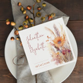 Serviette En Papier Mariage floral Boho d'automne | Blanc