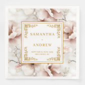 Serviette En Papier Mariage floral boho en ivoire rose pastel doux (Devant)