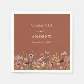 Serviette En Papier Mariage Floral Boho en terre cuite (Devant)