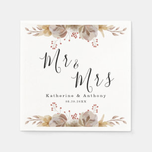 Serviette En Papier Mariage floral boho minimal