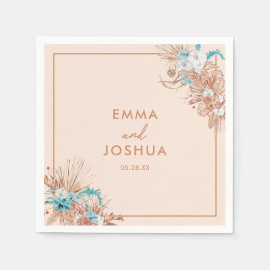 Serviette En Papier Mariage floral Boho moderne (Devant)