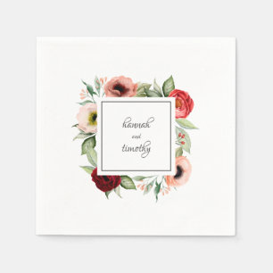 Serviette En Papier Mariage floral Boho rustique avec des noms