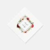 Serviette En Papier Mariage floral Boho rustique avec des noms (Coin)