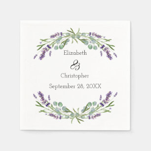 Serviette En Papier Mariage Floral Botanique à la Lavande et à l'Eucal