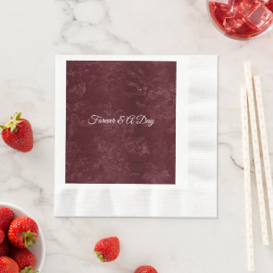 Serviette En Papier Mariage Floral Bourgogne Rouge Romantique