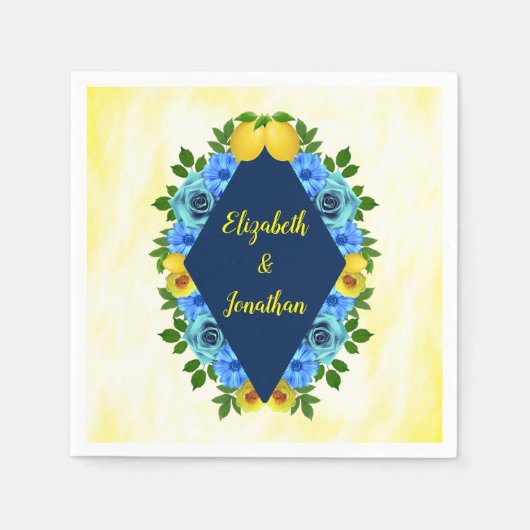 Serviette En Papier Mariage floral citron soleil (Devant)