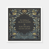 Serviette En Papier Mariage floral corbeau gothique enchanté (Devant)