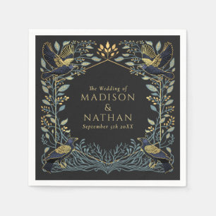 Serviette En Papier Mariage floral corbeau gothique enchanté