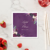 Serviette En Papier Mariage floral d'aubergine violet serviettes (En situation)