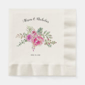 Serviette En Papier Mariage floral de cactus d'aquarelle rose chaud (Devant)