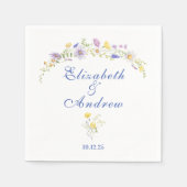 Serviette En Papier Mariage floral de crête bleue Dusty (Devant)
