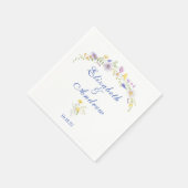 Serviette En Papier Mariage floral de crête bleue Dusty (Coin)