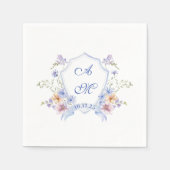 Serviette En Papier Mariage floral de crête bleue Dusty (Devant)