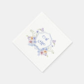 Serviette En Papier Mariage floral de crête bleue Dusty (Coin)