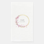 Serviette En Papier Mariage floral de fleurs de cerisier d'or d'aquare (Devant)