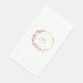 Serviette En Papier Mariage floral de fleurs de cerisier d'or d'aquare (Coin)