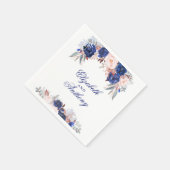 Serviette En Papier Mariage floral de la marine (Coin)