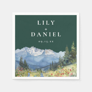 Serviette En Papier Mariage floral de montagnes de fleurs sauvages ver