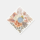 Serviette En Papier Mariage floral de Pêche bleue Dusty (Coin)