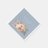 Serviette En Papier Mariage floral de Pêche bleue Dusty (Coin)