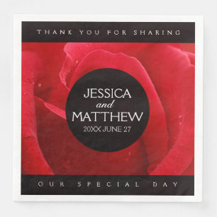 Serviette En Papier Mariage Floral de Rose Rouge de Style Romantique