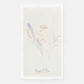 Serviette En Papier Mariage floral de script de crème (Devant)