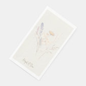 Serviette En Papier Mariage floral de script de crème (Coin)