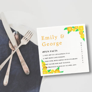 Serviette En Papier Mariage Floral d'Été au Tournesol Rustique Élégant