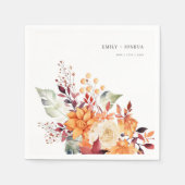 Serviette En Papier Mariage Floral d'hiver d'automne (Devant)