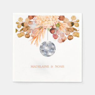 Serviette En Papier Mariage Floral Disco Ball Élégant Chic