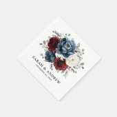 Serviette En Papier Mariage floral d'ivoire blanc bleu ardoise (Coin)