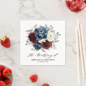 Serviette En Papier Mariage floral d'ivoire blanc bleu ardoise (En situation)