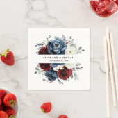 Serviette En Papier Mariage floral d'ivoire blanc bleu ardoise (En situation)