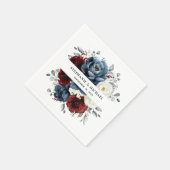 Serviette En Papier Mariage floral d'ivoire blanc bleu ardoise (Coin)