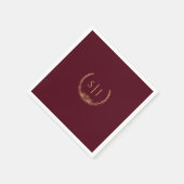 Serviette En Papier Mariage Floral d'or de Bourgogne Monogram Napkin (Coin)