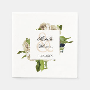 Serviette En Papier Mariage floral du bouquet Rose blanche
