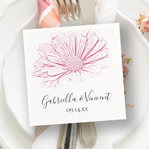 Serviette En Papier Mariage floral, effet marguerite rose