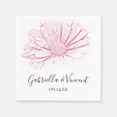 Serviette En Papier Mariage floral, effet marguerite rose (Devant)