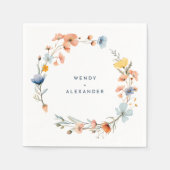Serviette En Papier Mariage floral élégant (Devant)