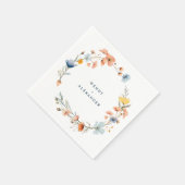 Serviette En Papier Mariage floral élégant (Coin)