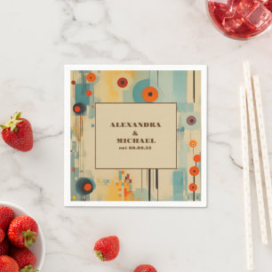 Serviette En Papier Mariage Floral Élégant du Milieu du Siècle