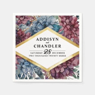 Serviette En Papier Mariage floral élégant enchanté