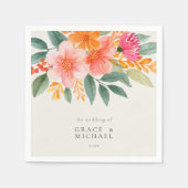 Serviette En Papier Mariage floral élégant moderne (Devant)